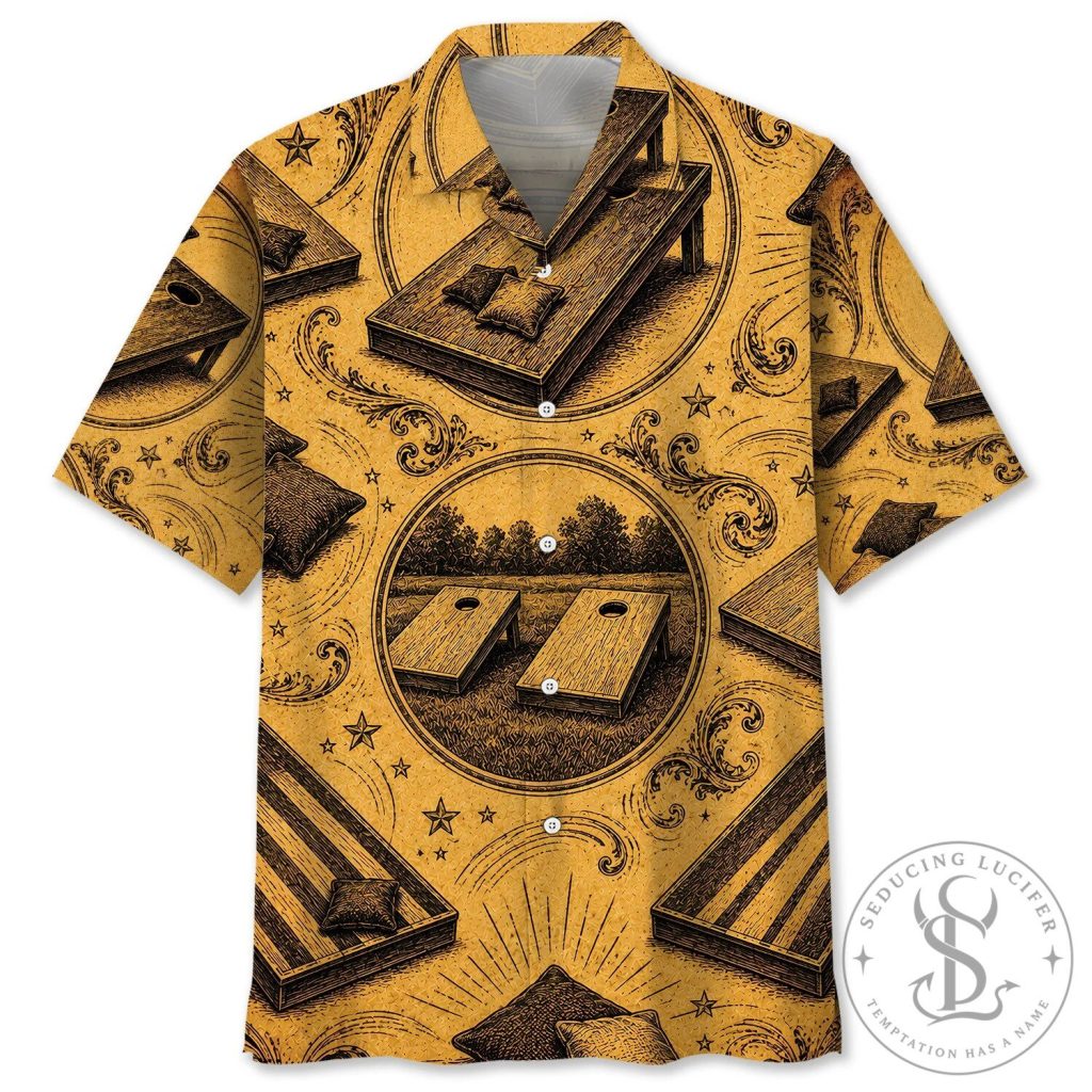 Vintage Cornhole Game Boards And Beanbags Hawaiian Shirt Vintage Cornhole Game Boards And Beanbags Hawaiian Shirt