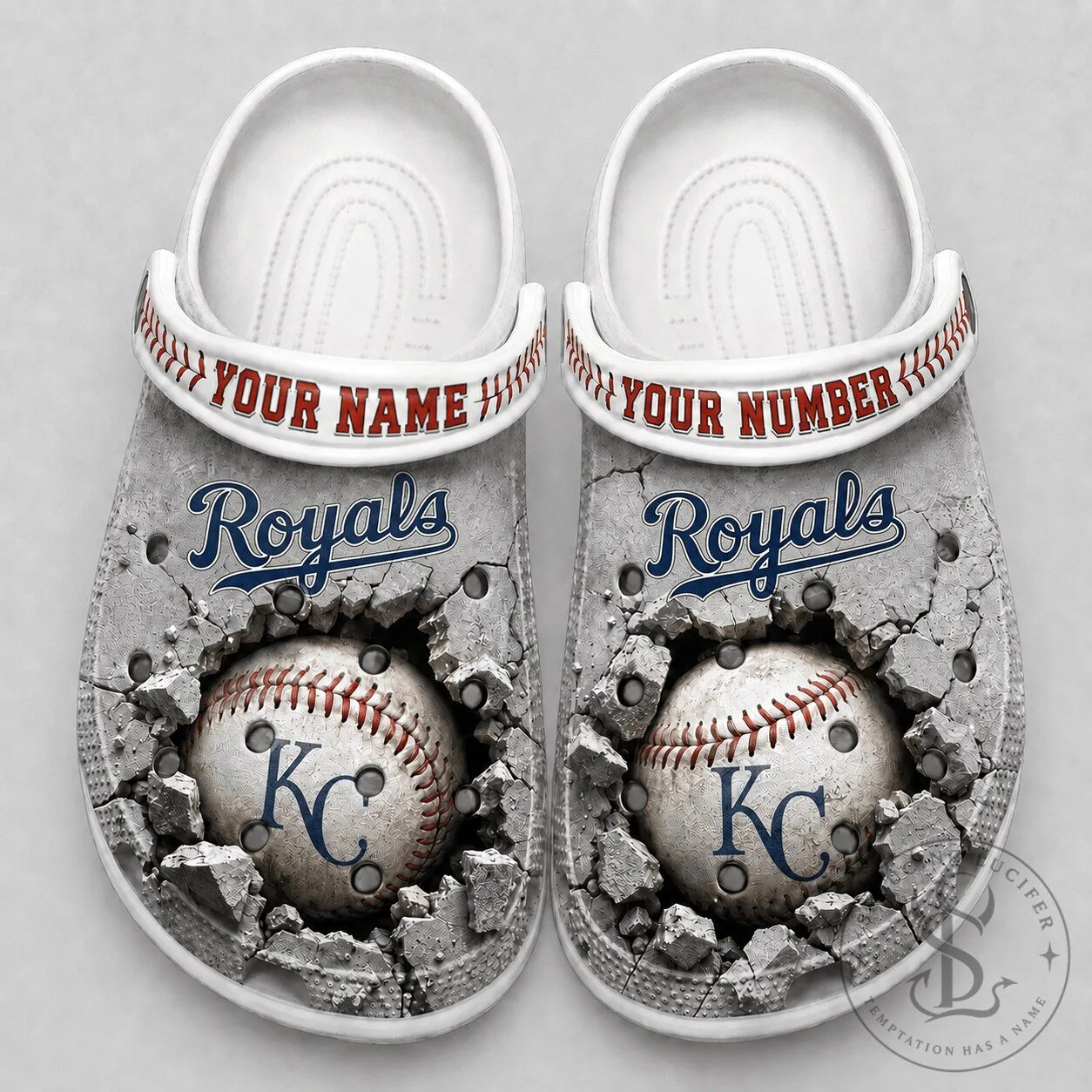 Kansas City Royals Baseball Team Personalized Cracked Design Crocs Shoes