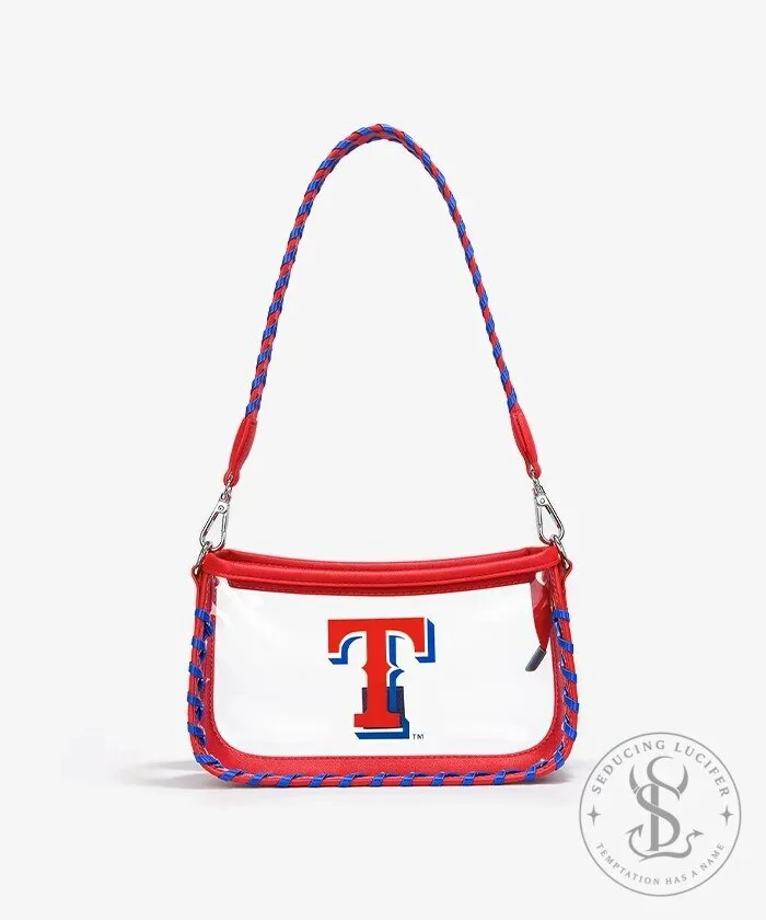 Texas Rangers Baseball Clear Crossbody Bag with Braided Strap
