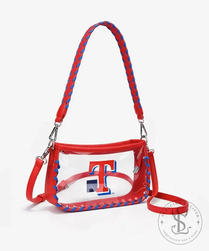 Texas Rangers Baseball Clear Crossbody Bag with Braided Strap 12 Texas Rangers Baseball Clear Crossbody Bag with Braided Strap