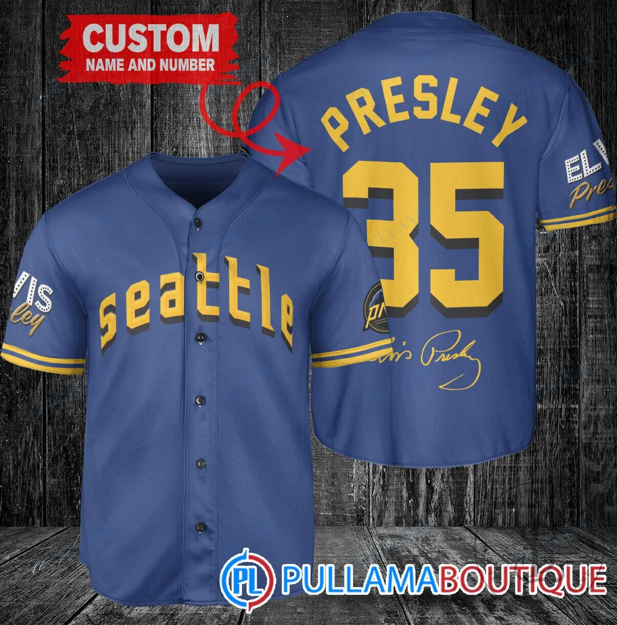 Seattle Mariners Baseball Elvis Presley Personalized Royal Blue Jersey 4 Seattle Mariners Baseball Elvis Presley Personalized Royal Blue Jersey