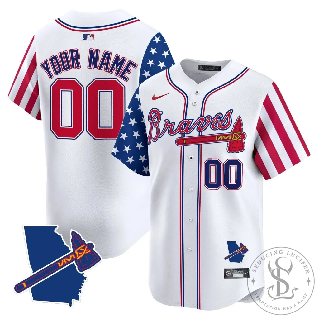 Atlanta Braves Independence Day Custom Baseball Jersey Atlanta Braves Independence Day Custom Baseball Jersey