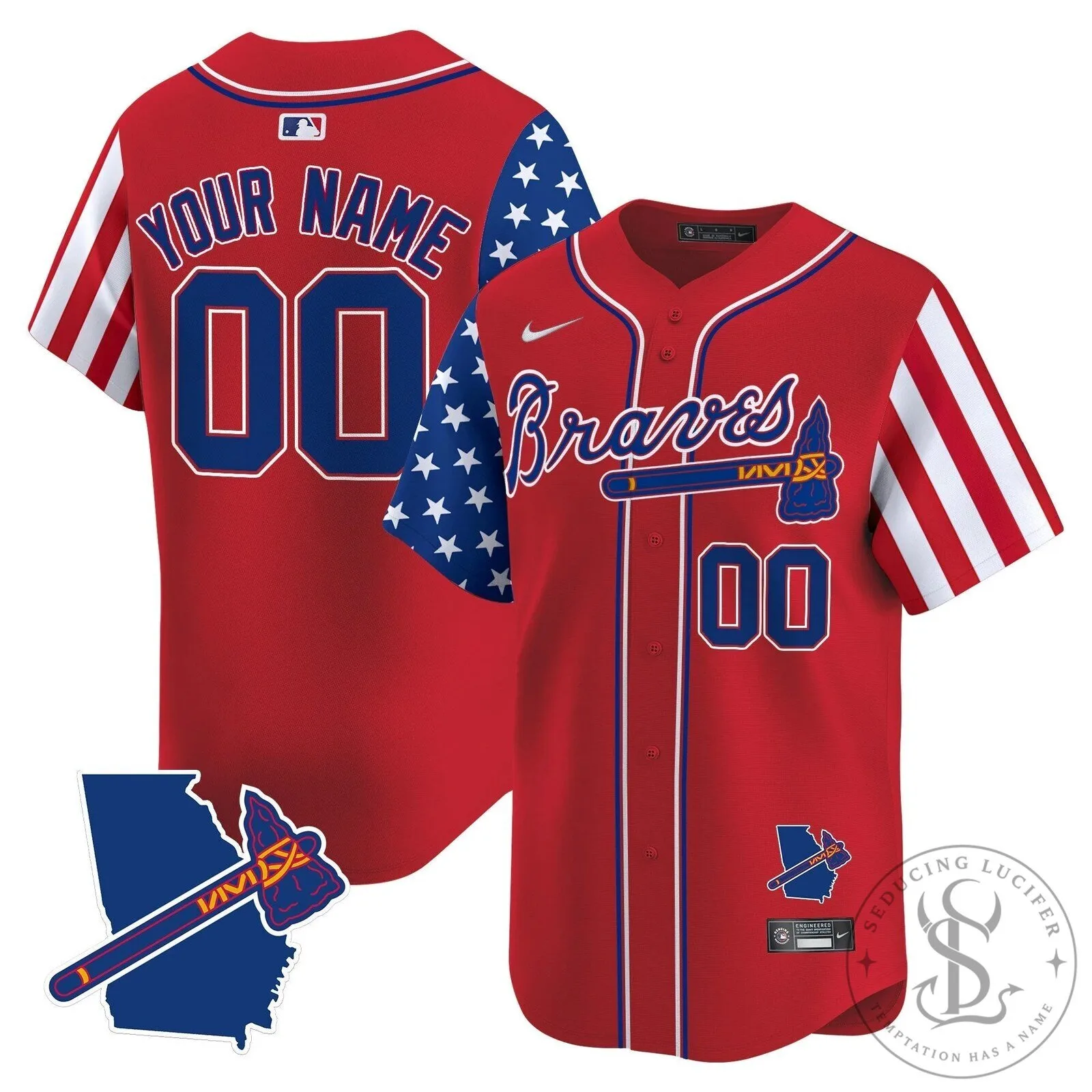 Atlanta Braves Independence Day Custom Baseball Jersey 8 Atlanta Braves Independence Day Custom Baseball Jersey