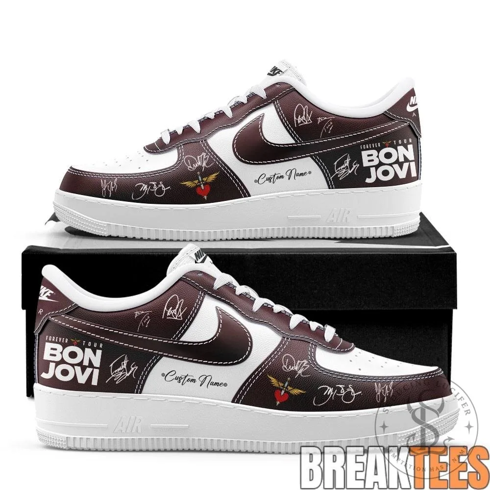 Bon Jovi Forever Tour 2026 Custom Printed White and Brown Sneakers Shoes 7 Bon Jovi Forever Tour 2026 Custom Printed White and Brown Sneakers Shoes