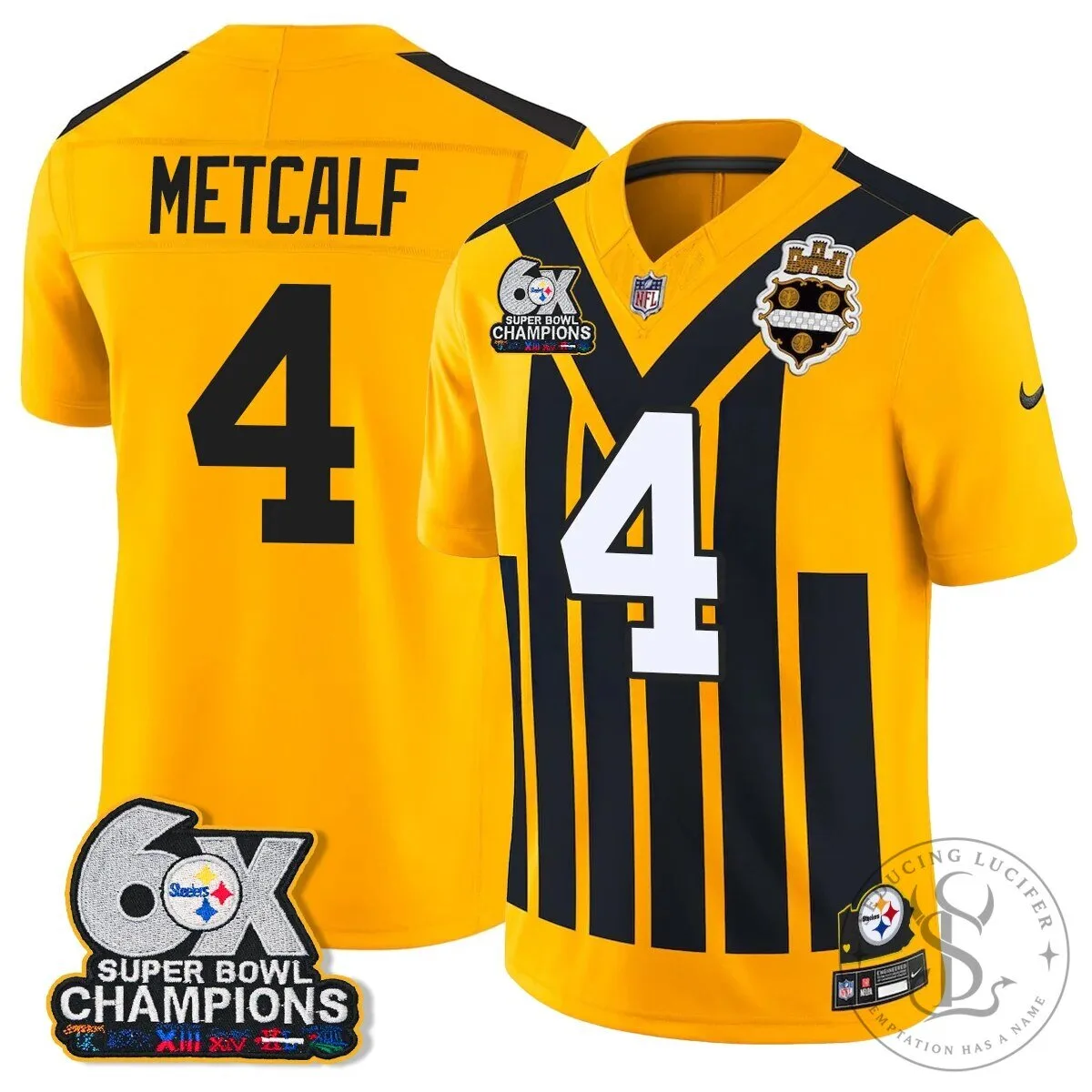 Pittsburgh Steelers TJ Watt 90 Six-Time Super Bowl Champions Football Jersey 40 Pittsburgh Steelers TJ Watt 90 Six-Time Super Bowl Champions Football Jersey