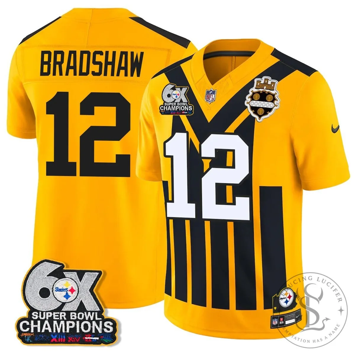 Pittsburgh Steelers TJ Watt 90 Six-Time Super Bowl Champions Football Jersey 42 Pittsburgh Steelers TJ Watt 90 Six-Time Super Bowl Champions Football Jersey