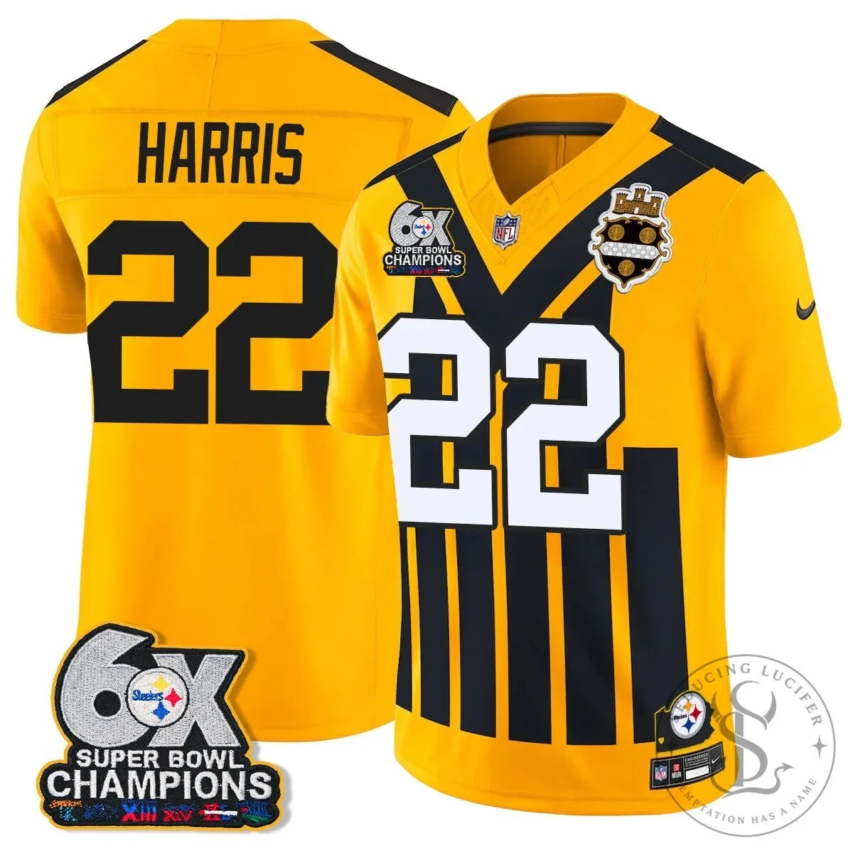 Pittsburgh Steelers TJ Watt 90 Six-Time Super Bowl Champions Football Jersey 46 Pittsburgh Steelers TJ Watt 90 Six-Time Super Bowl Champions Football Jersey