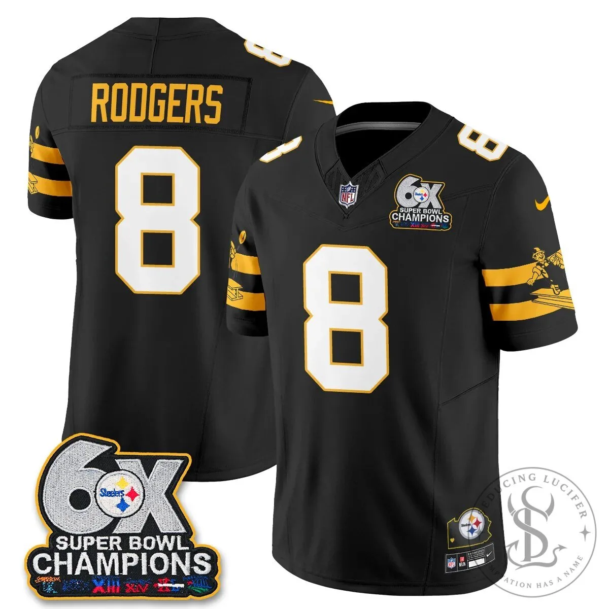 Pittsburgh Steelers TJ Watt 90 Six-Time Super Bowl Champions Football Jersey 51 Pittsburgh Steelers TJ Watt 90 Six-Time Super Bowl Champions Football Jersey