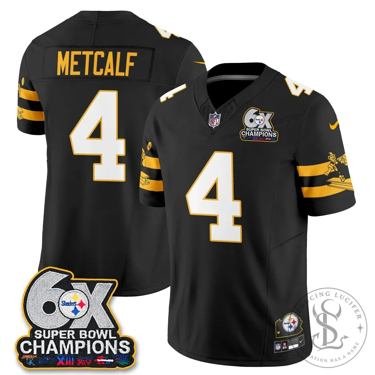 Pittsburgh Steelers TJ Watt 90 Six-Time Super Bowl Champions Football Jersey 52 Pittsburgh Steelers TJ Watt 90 Six-Time Super Bowl Champions Football Jersey