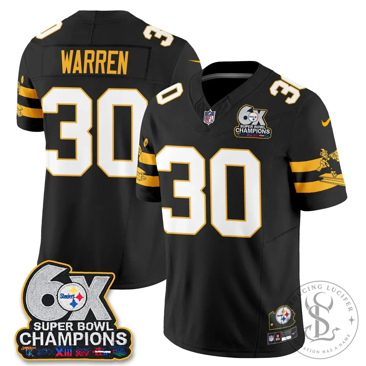 Pittsburgh Steelers TJ Watt 90 Six-Time Super Bowl Champions Football Jersey 53 Pittsburgh Steelers TJ Watt 90 Six-Time Super Bowl Champions Football Jersey