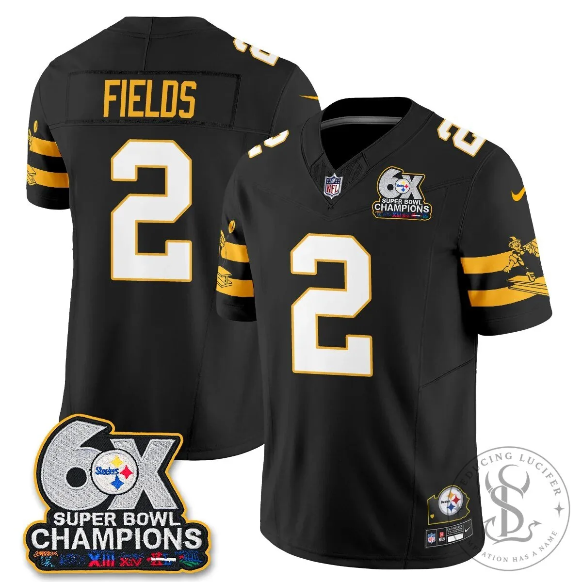 Pittsburgh Steelers TJ Watt 90 Six-Time Super Bowl Champions Football Jersey 56 Pittsburgh Steelers TJ Watt 90 Six-Time Super Bowl Champions Football Jersey