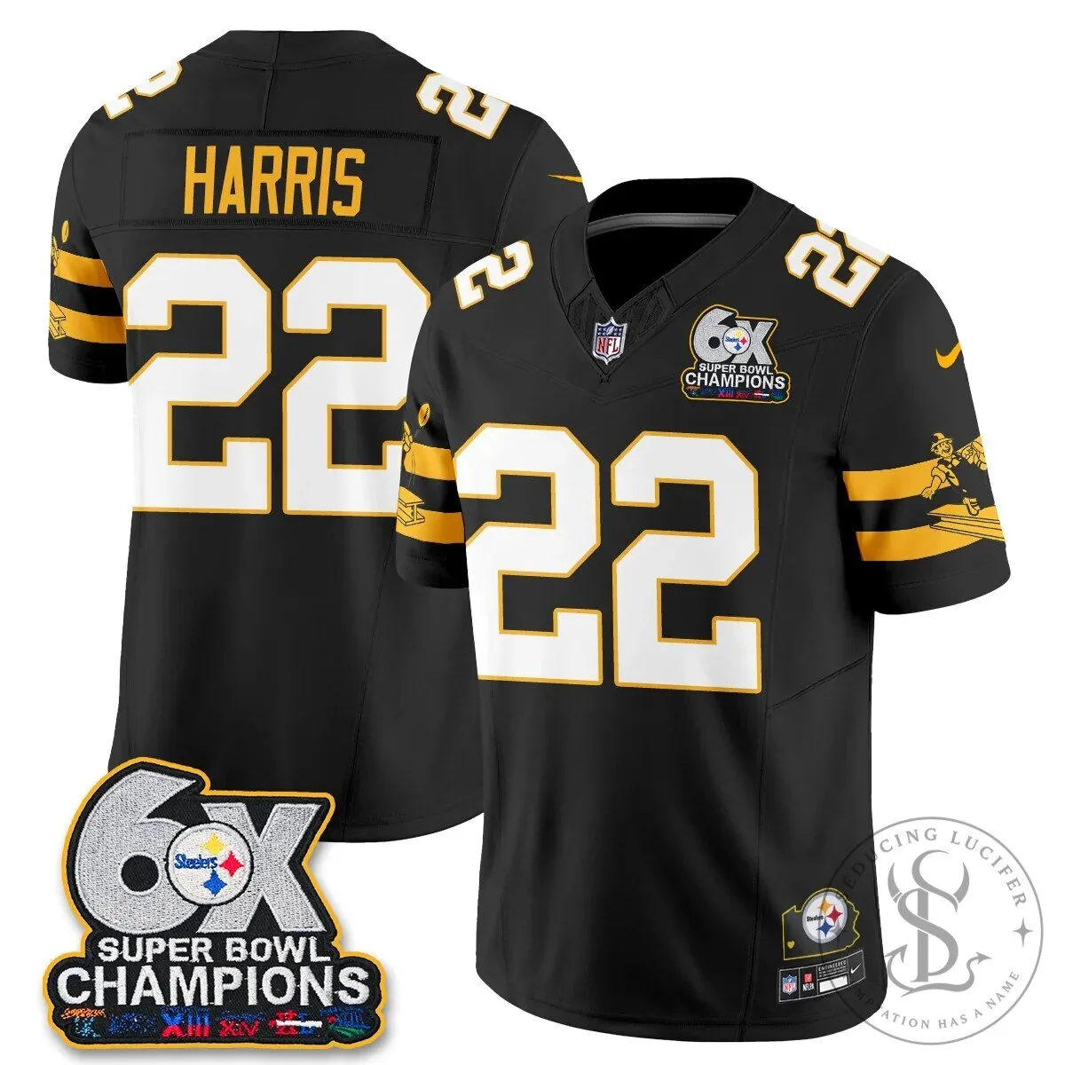 Pittsburgh Steelers TJ Watt 90 Six-Time Super Bowl Champions Football Jersey 58 Pittsburgh Steelers TJ Watt 90 Six-Time Super Bowl Champions Football Jersey
