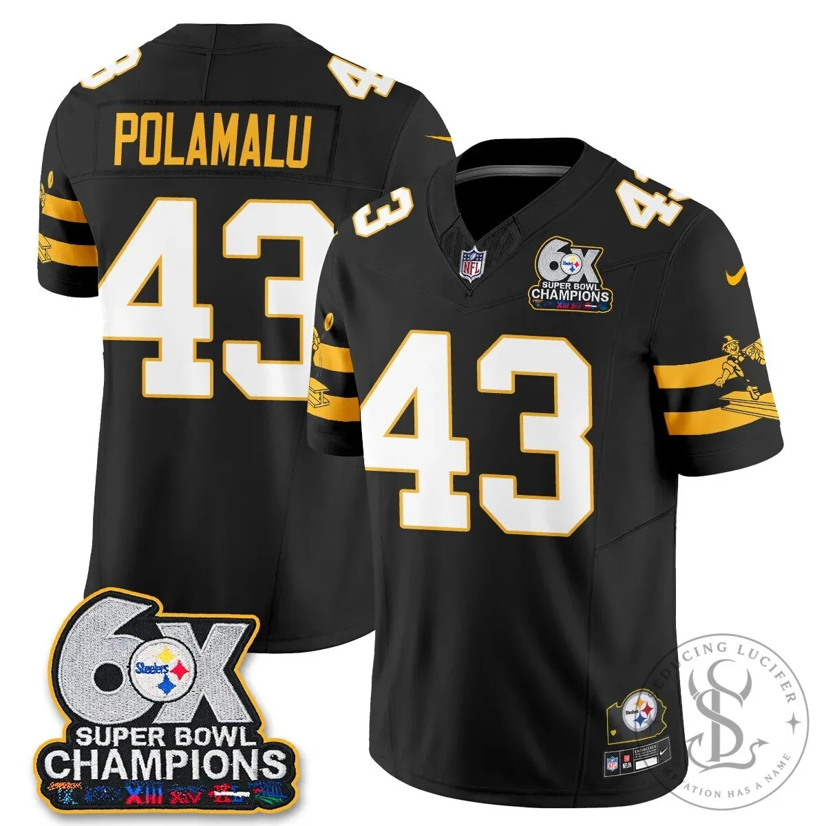 Pittsburgh Steelers TJ Watt 90 Six-Time Super Bowl Champions Football Jersey 59 Pittsburgh Steelers TJ Watt 90 Six-Time Super Bowl Champions Football Jersey