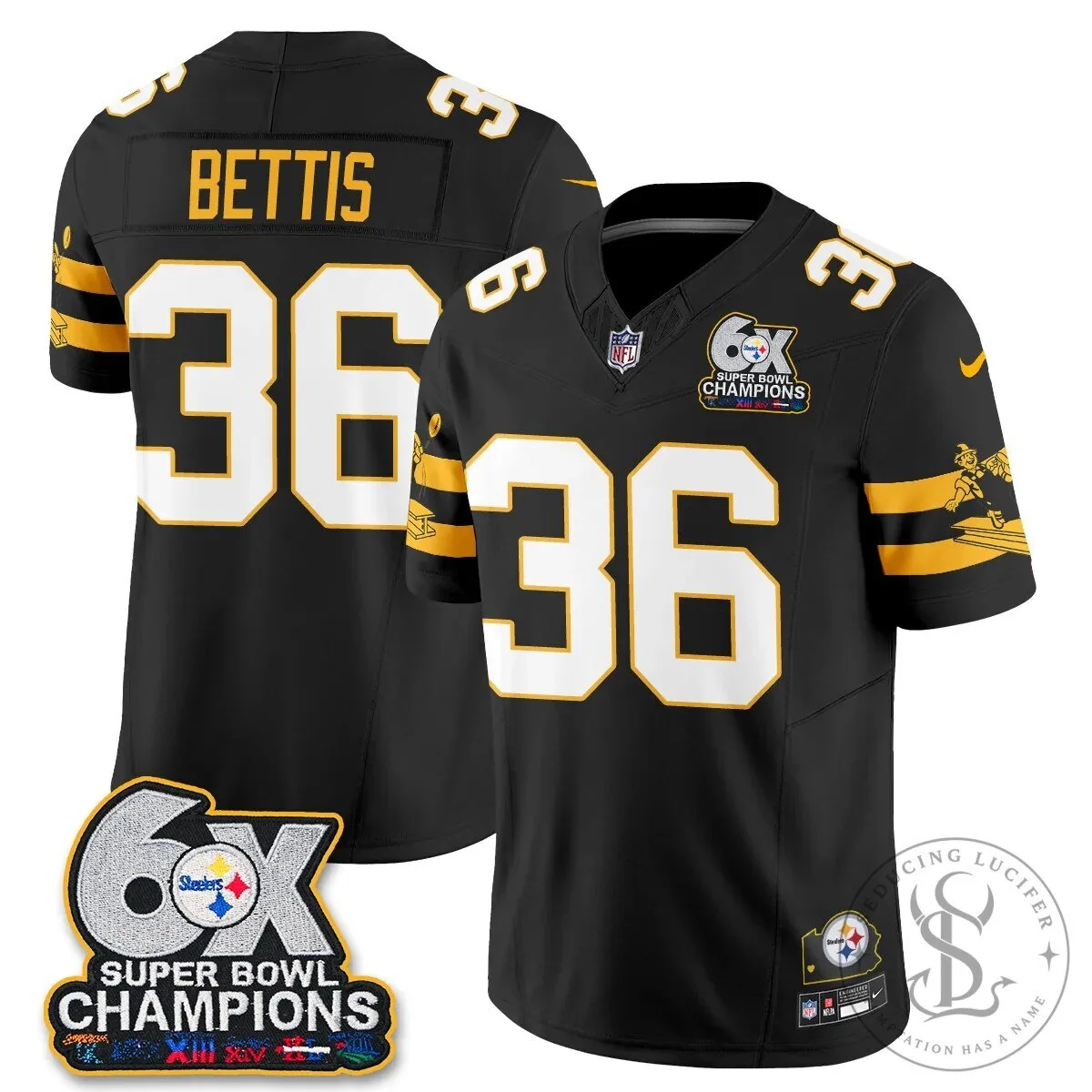 Pittsburgh Steelers TJ Watt 90 Six-Time Super Bowl Champions Football Jersey 60 Pittsburgh Steelers TJ Watt 90 Six-Time Super Bowl Champions Football Jersey