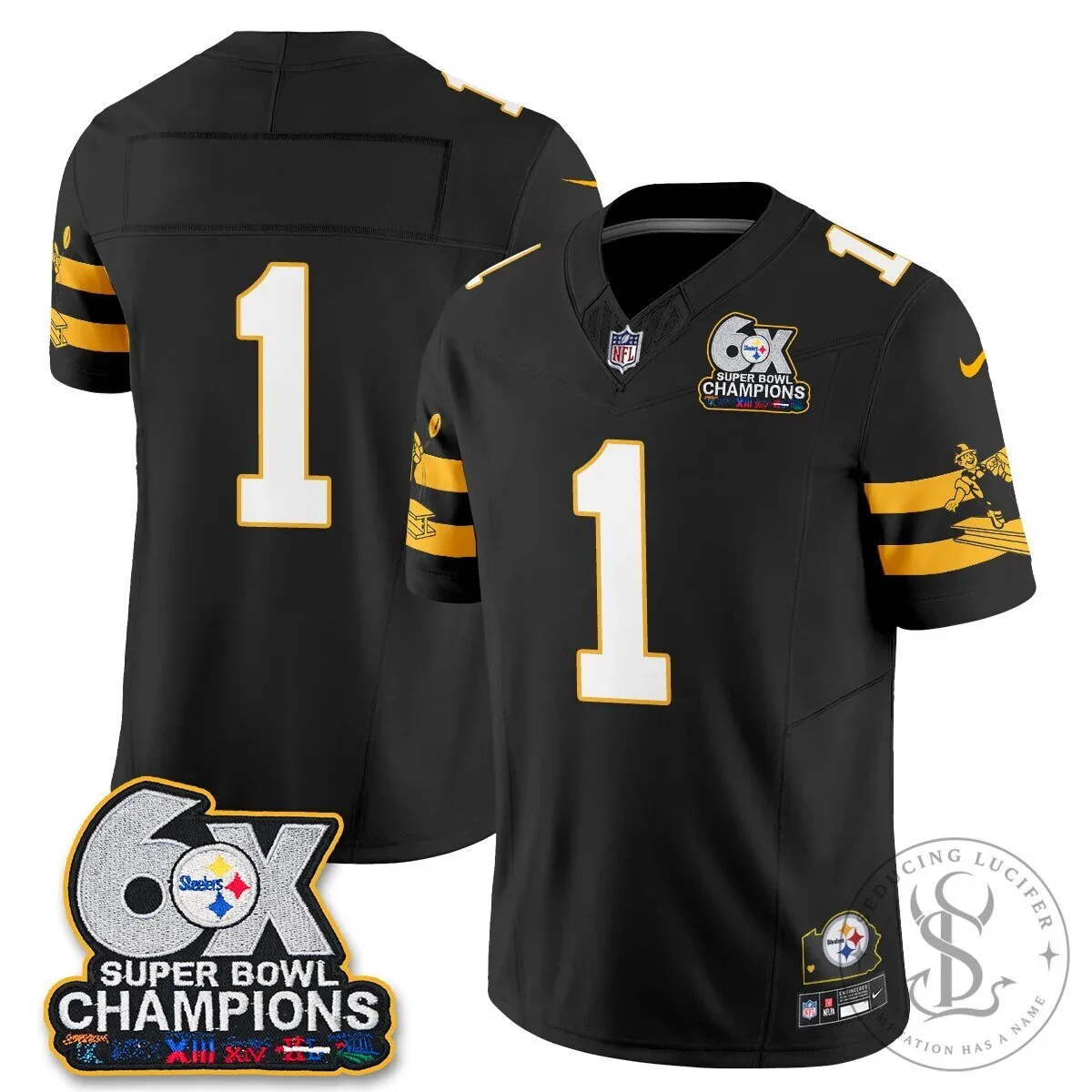 Pittsburgh Steelers TJ Watt 90 Six-Time Super Bowl Champions Football Jersey 61 Pittsburgh Steelers TJ Watt 90 Six-Time Super Bowl Champions Football Jersey