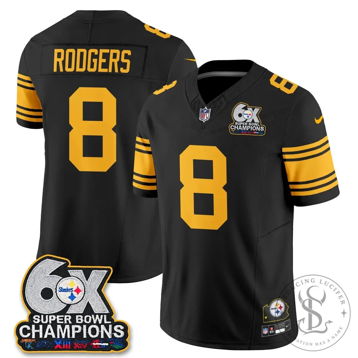 Pittsburgh Steelers TJ Watt 90 Six-Time Super Bowl Champions Football Jersey 63 Pittsburgh Steelers TJ Watt 90 Six-Time Super Bowl Champions Football Jersey