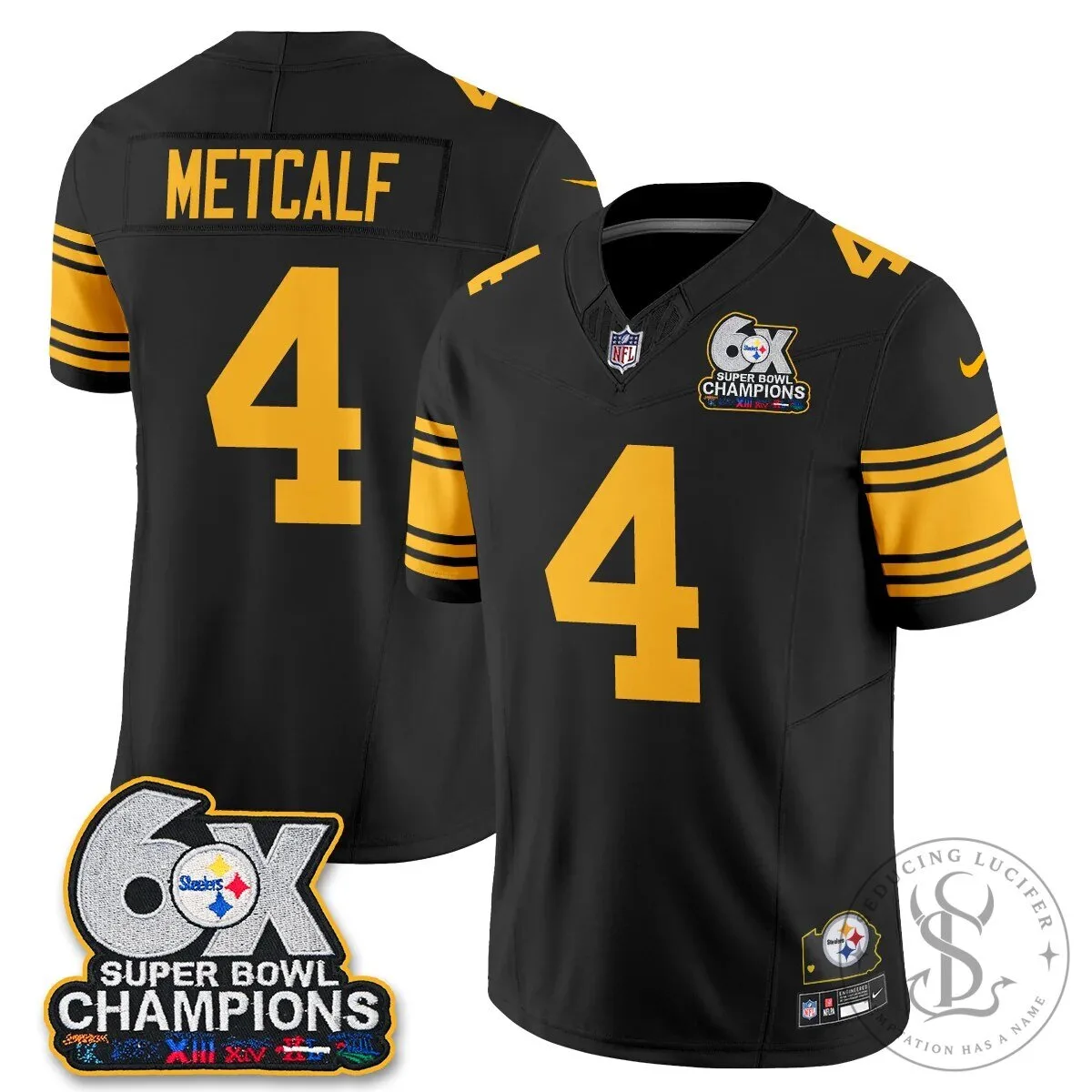 Pittsburgh Steelers TJ Watt 90 Six-Time Super Bowl Champions Football Jersey 64 Pittsburgh Steelers TJ Watt 90 Six-Time Super Bowl Champions Football Jersey