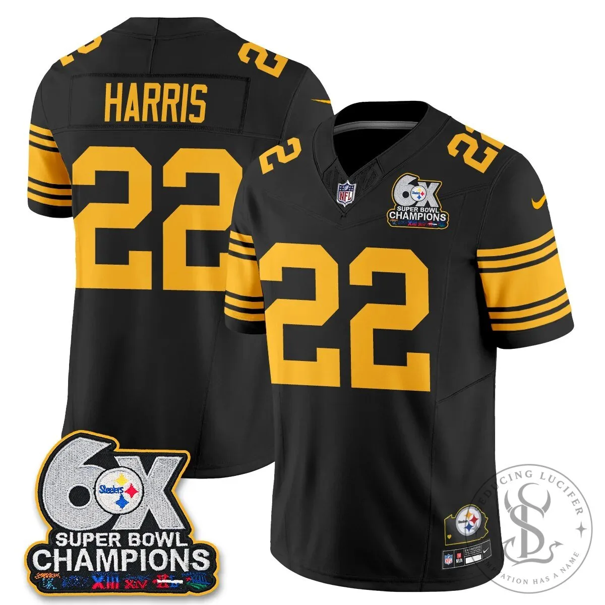 Pittsburgh Steelers TJ Watt 90 Six-Time Super Bowl Champions Football Jersey 70 Pittsburgh Steelers TJ Watt 90 Six-Time Super Bowl Champions Football Jersey
