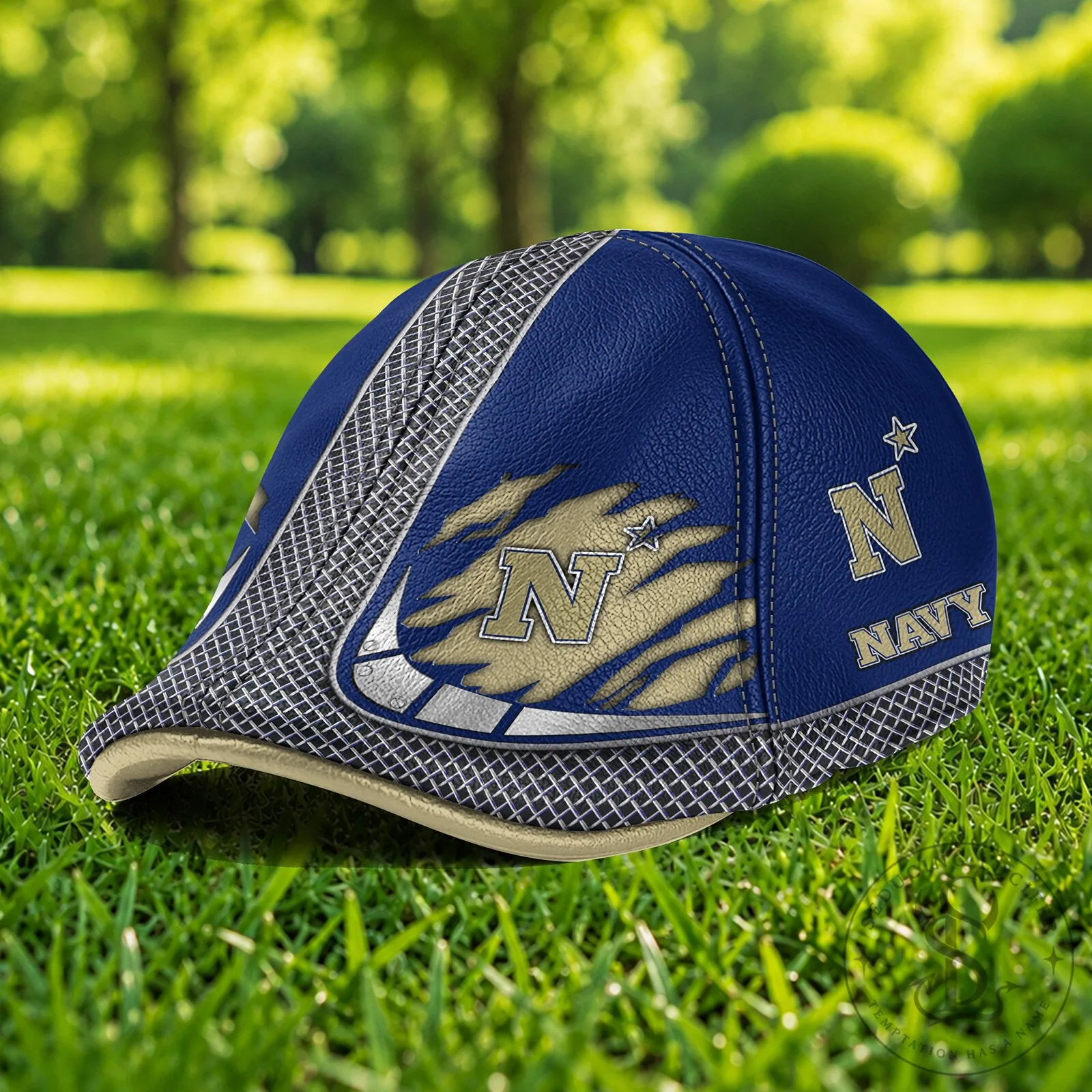 Navy Midshipmen NCAA Ivy League Flat Cap, Distressed Logo Design