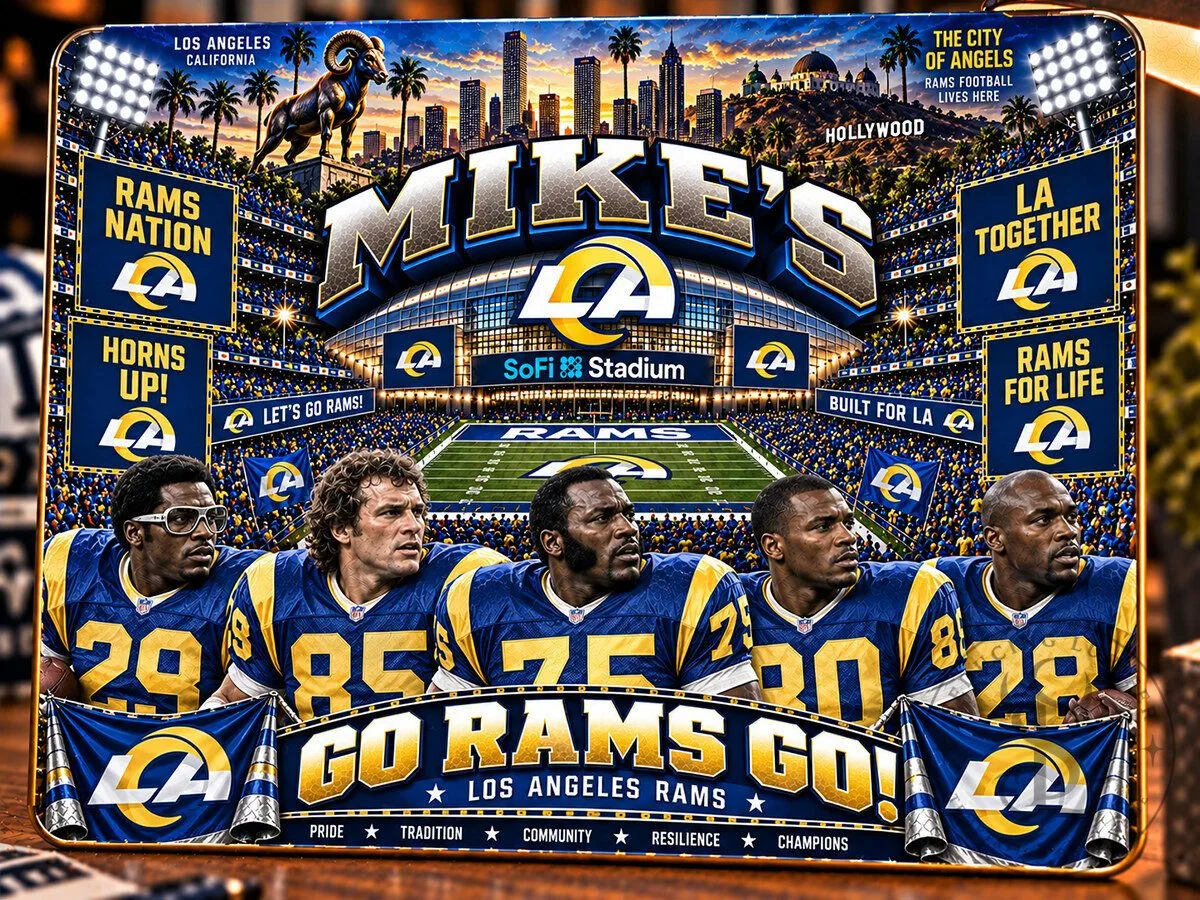 Los Angeles Rams Football Team SoFi Stadium Wooden Wall Art Sign 10 Los Angeles Rams Football Team SoFi Stadium Wooden Wall Art Sign