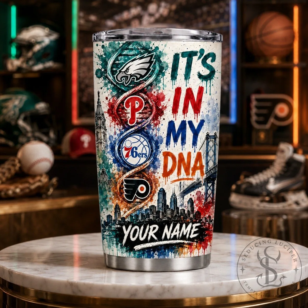 Personalized Stainless Steel Tumbler for Philadelphia Sports Teams - It’s In My DNA Design