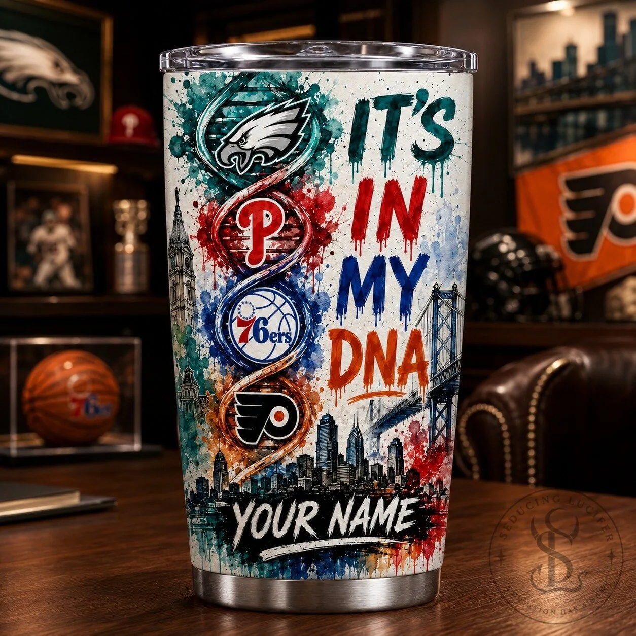 Personalized Stainless Steel Tumbler for Philadelphia Sports Teams - It’s In My DNA Design 17 Personalized Stainless Steel Tumbler for Philadelphia Sports Teams - It’s In My DNA Design
