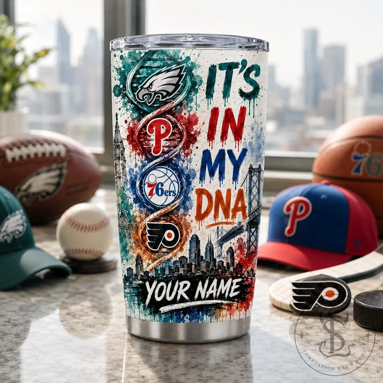 Personalized Stainless Steel Tumbler for Philadelphia Sports Teams - It’s In My DNA Design 19 Personalized Stainless Steel Tumbler for Philadelphia Sports Teams - It’s In My DNA Design