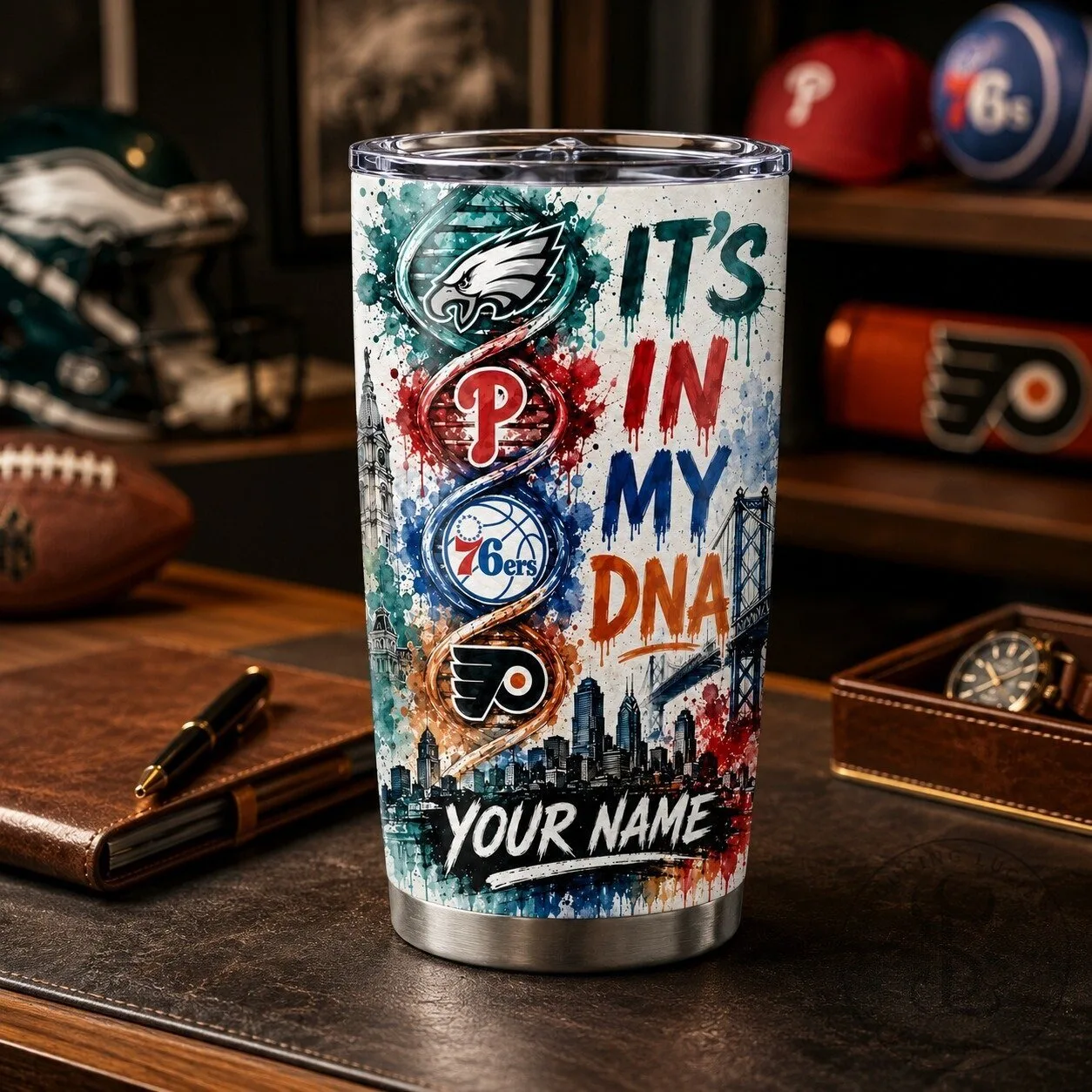 Personalized Stainless Steel Tumbler for Philadelphia Sports Teams - It’s In My DNA Design 21 Personalized Stainless Steel Tumbler for Philadelphia Sports Teams - It’s In My DNA Design