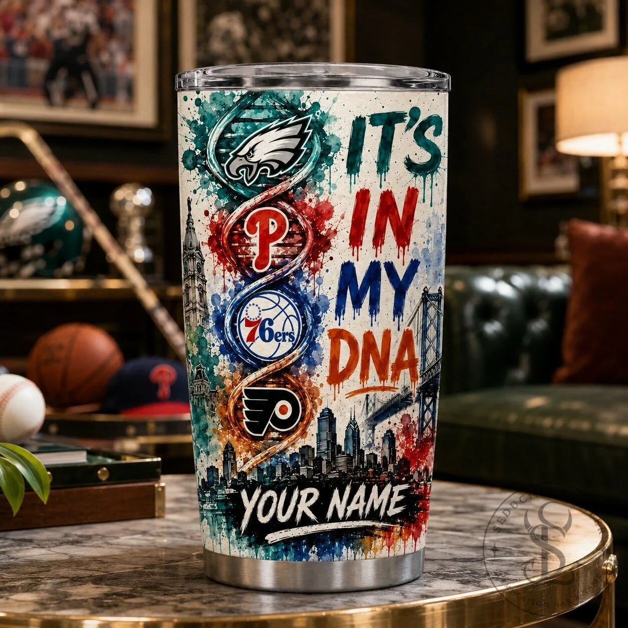 Personalized Stainless Steel Tumbler for Philadelphia Sports Teams - It’s In My DNA Design 23 Personalized Stainless Steel Tumbler for Philadelphia Sports Teams - It’s In My DNA Design