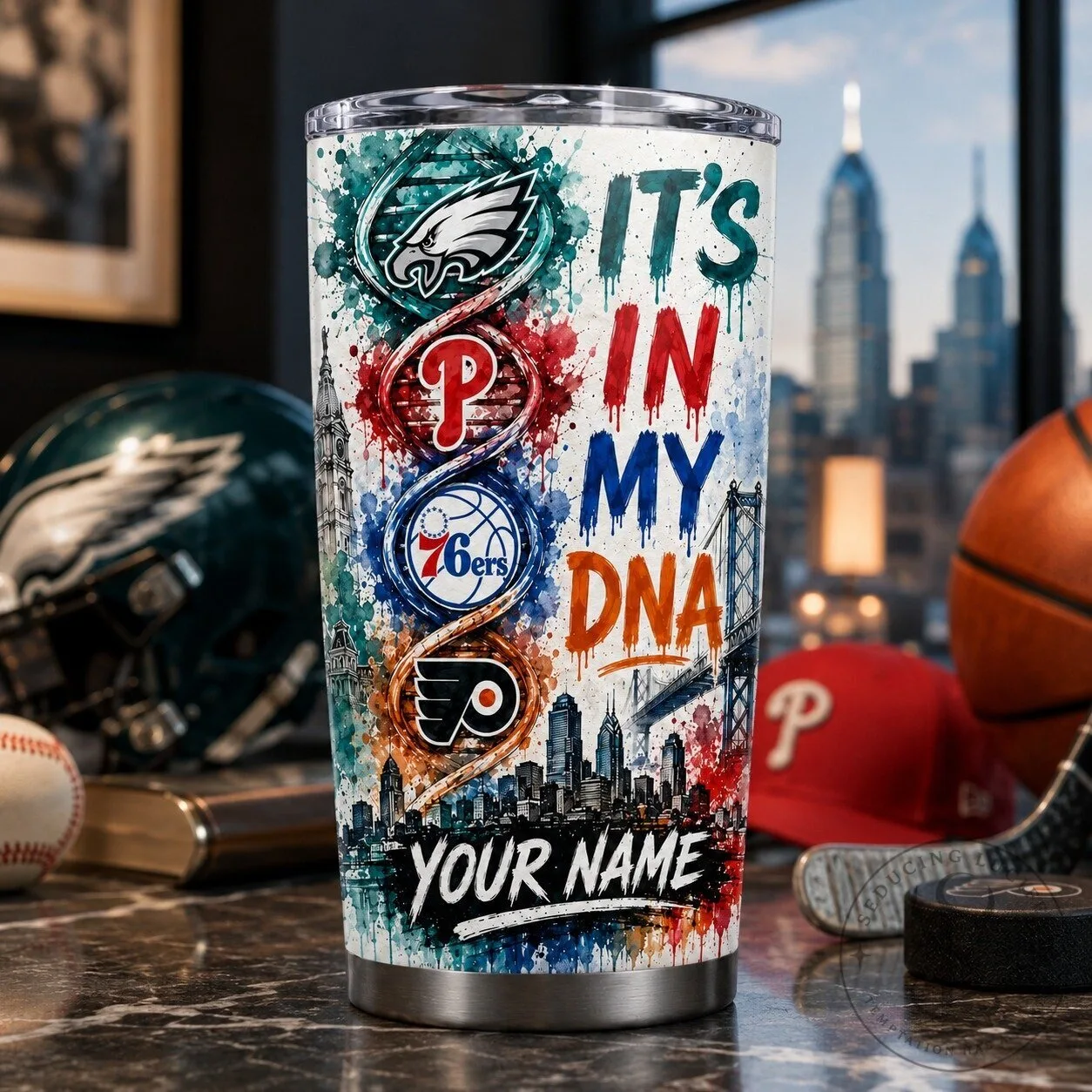 Personalized Stainless Steel Tumbler for Philadelphia Sports Teams - It’s In My DNA Design 25 Personalized Stainless Steel Tumbler for Philadelphia Sports Teams - It’s In My DNA Design