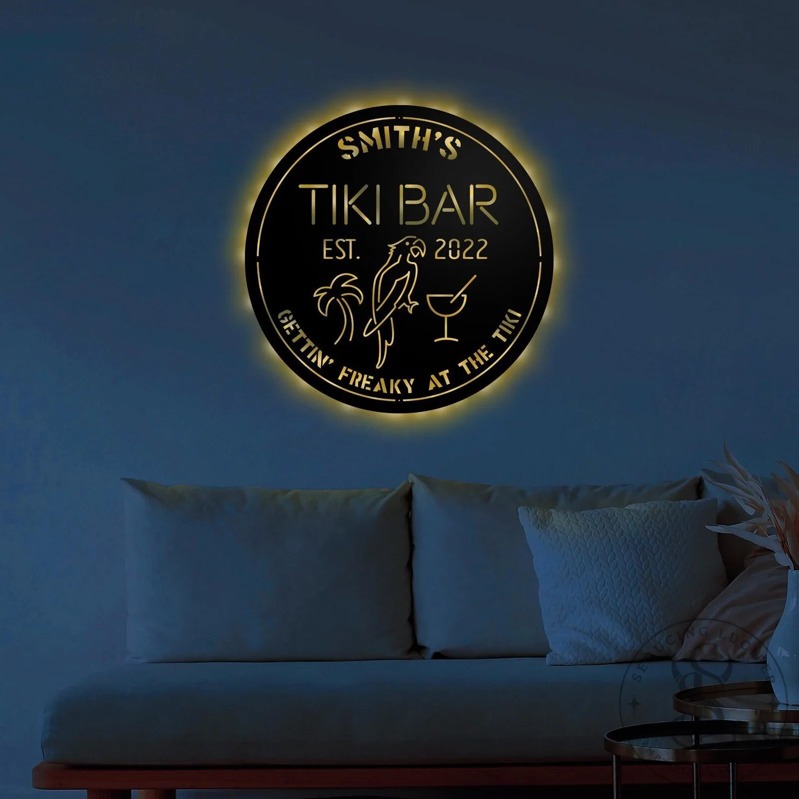 Personalized Tiki Bar LED Metal Sign with Remote Control, Custom Tropical Decor 17 Personalized Tiki Bar LED Metal Sign with Remote Control, Custom Tropical Decor
