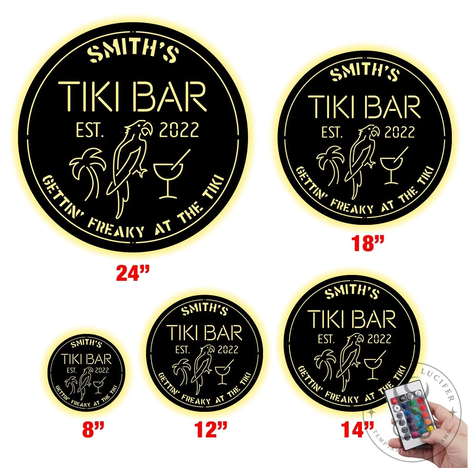 Personalized Tiki Bar LED Metal Sign with Remote Control, Custom Tropical Decor 19 Personalized Tiki Bar LED Metal Sign with Remote Control, Custom Tropical Decor