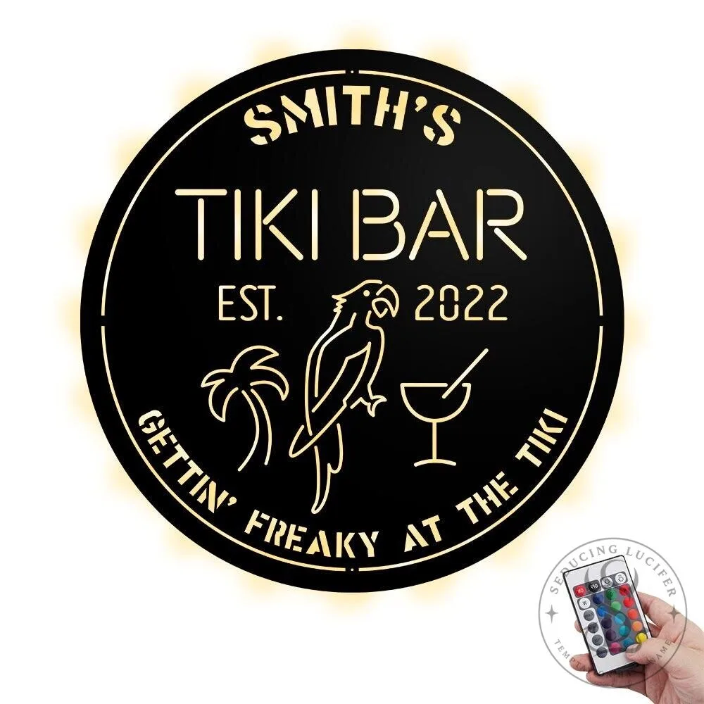 Personalized Tiki Bar LED Metal Sign with Remote Control, Custom Tropical Decor 21 Personalized Tiki Bar LED Metal Sign with Remote Control, Custom Tropical Decor
