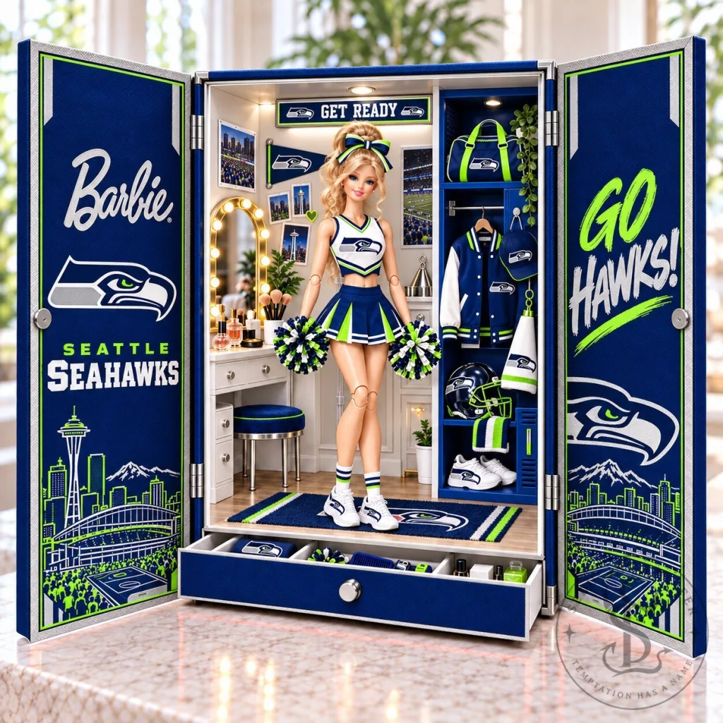 Barbie Seattle Seahawks Cheerleader Doll and Wardrobe Collectible Figure Set Barbie Seattle Seahawks Cheerleader Doll and Wardrobe Collectible Figure Set