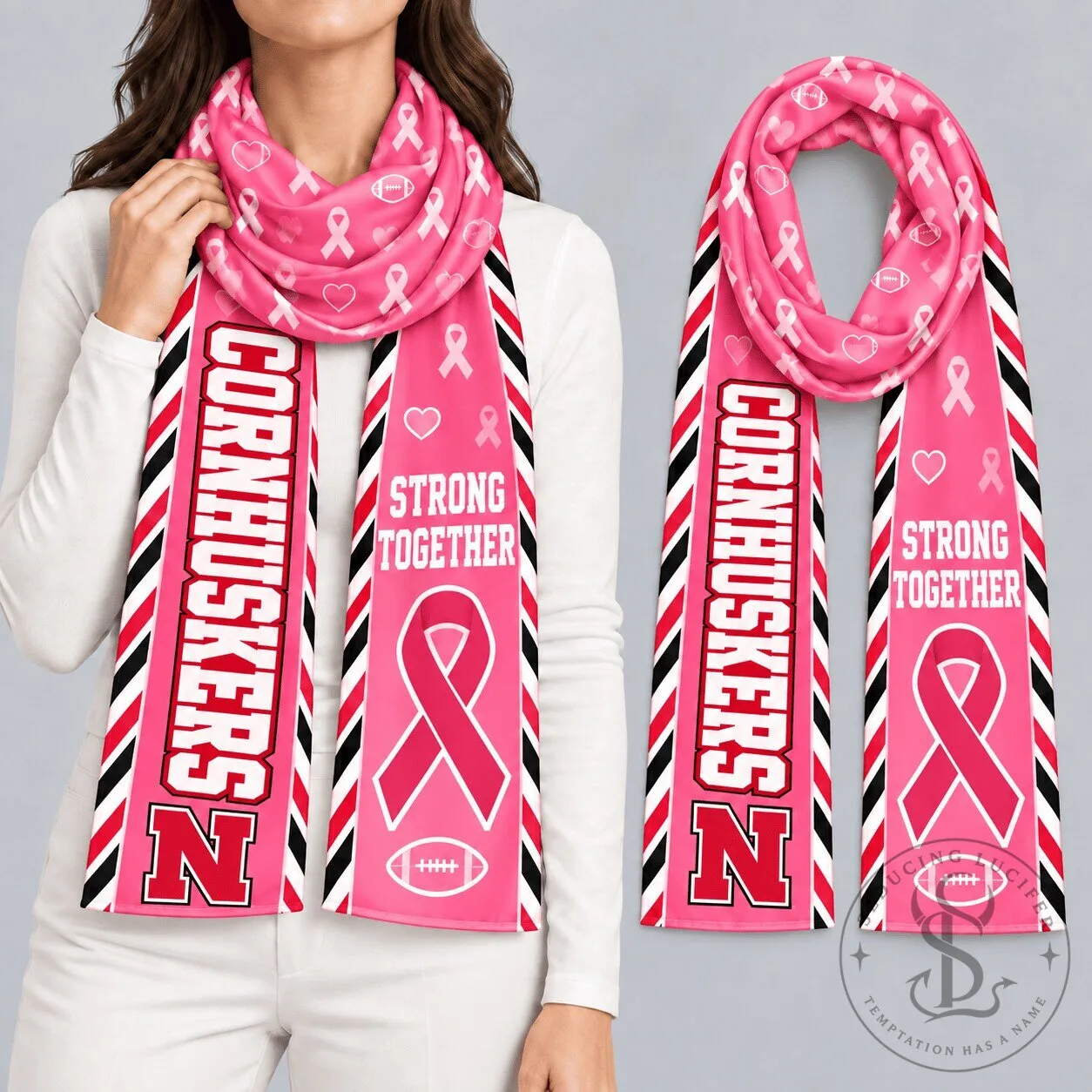 Nebraska Cornhuskers Football Breast Cancer Awareness Pink Scarf
