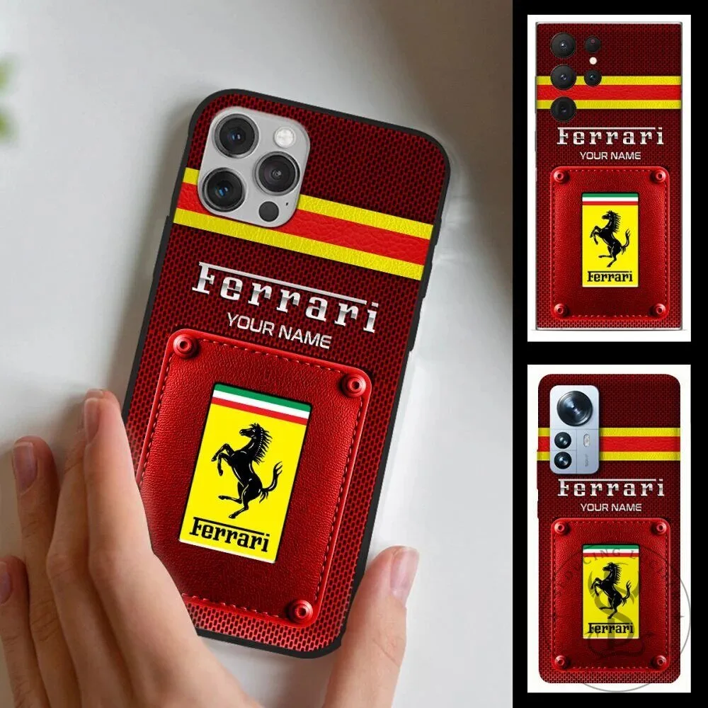 Ferrari Custom Name Red and Yellow Stripe Phone Case 1 Ferrari Custom Name Red and Yellow Stripe Phone Case