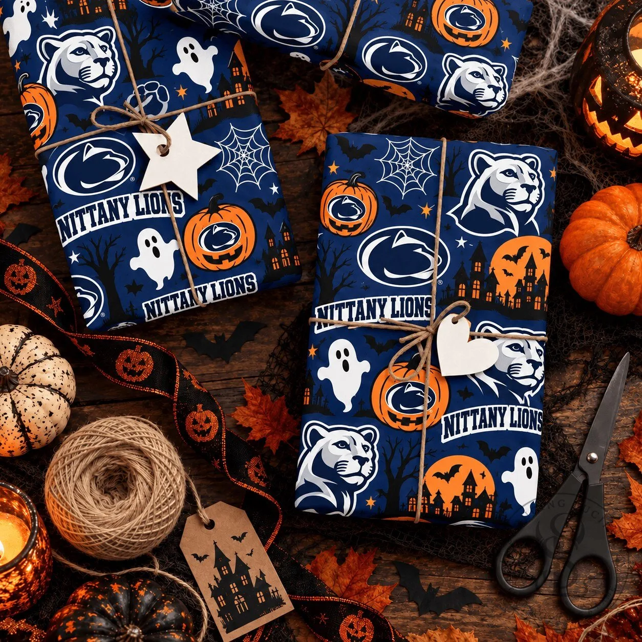 Penn State Nittany Lions Halloween Spooky Gift Wrapping Paper