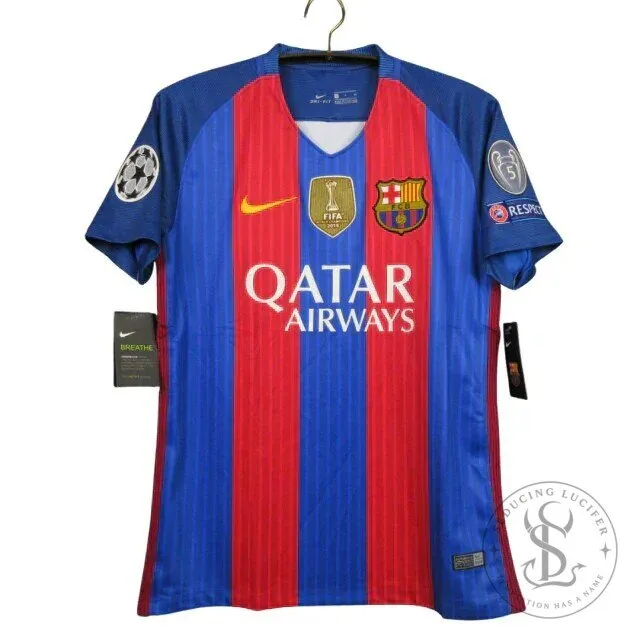 Barcelona 2016-2017 Lionel Messi Home Football Jersey with Patches