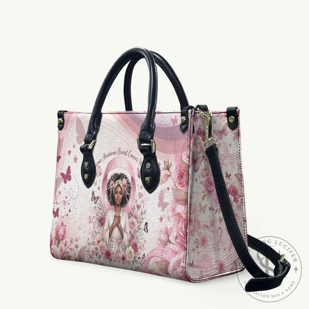 African American Breast Cancer Warrior Pink Ribbon Floral Butterfly Handbag