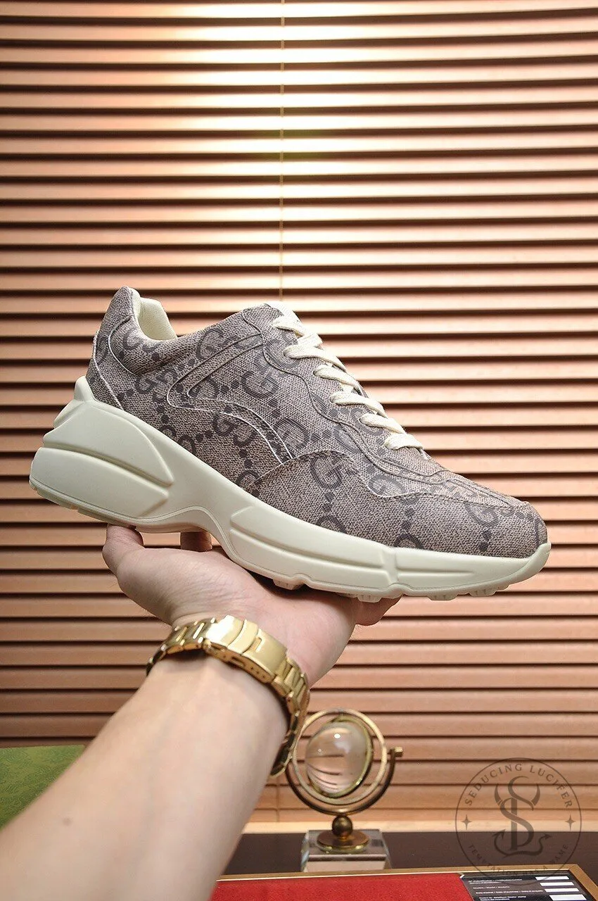 Gucci Monogram Beige Patterned Chunky Sole Sneakers