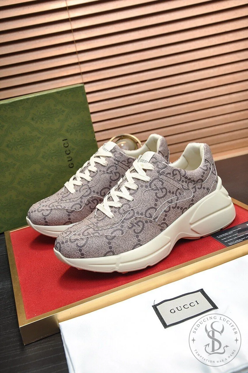 Gucci Monogram Beige Patterned Chunky Sole Sneakers 9 Gucci Monogram Beige Patterned Chunky Sole Sneakers