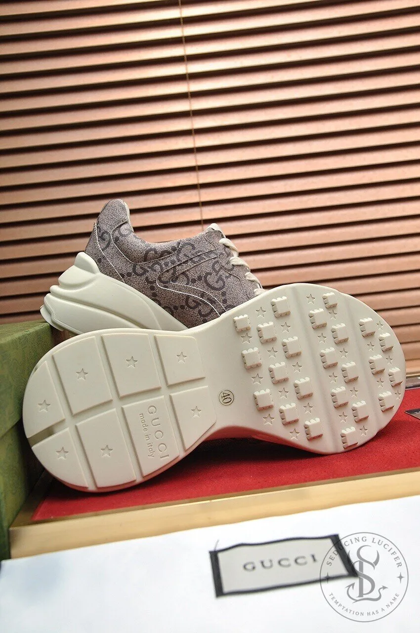 Gucci Monogram Beige Patterned Chunky Sole Sneakers 11 Gucci Monogram Beige Patterned Chunky Sole Sneakers