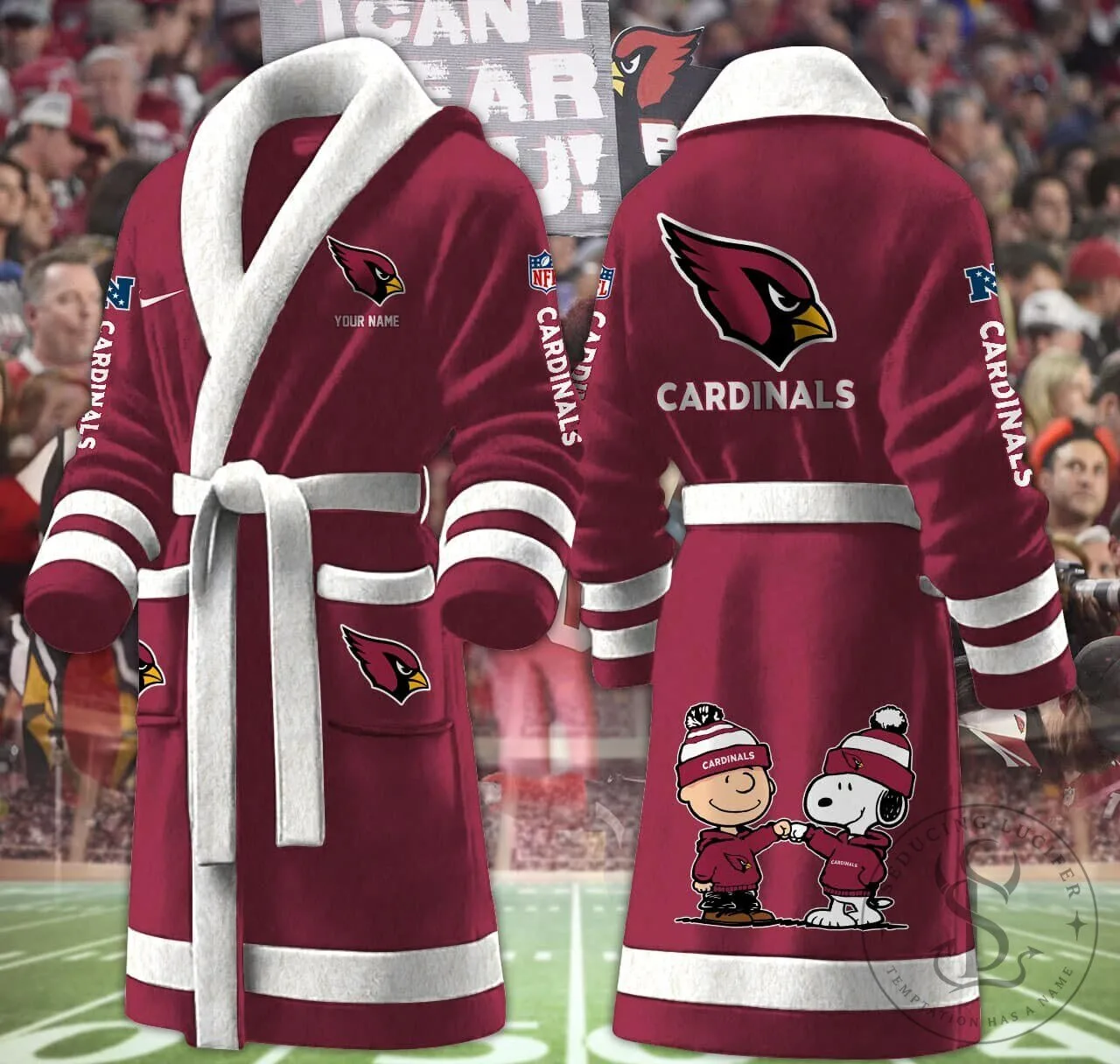 Arizona Cardinals Football Team Snoopy Charlie Brown Bathrobe